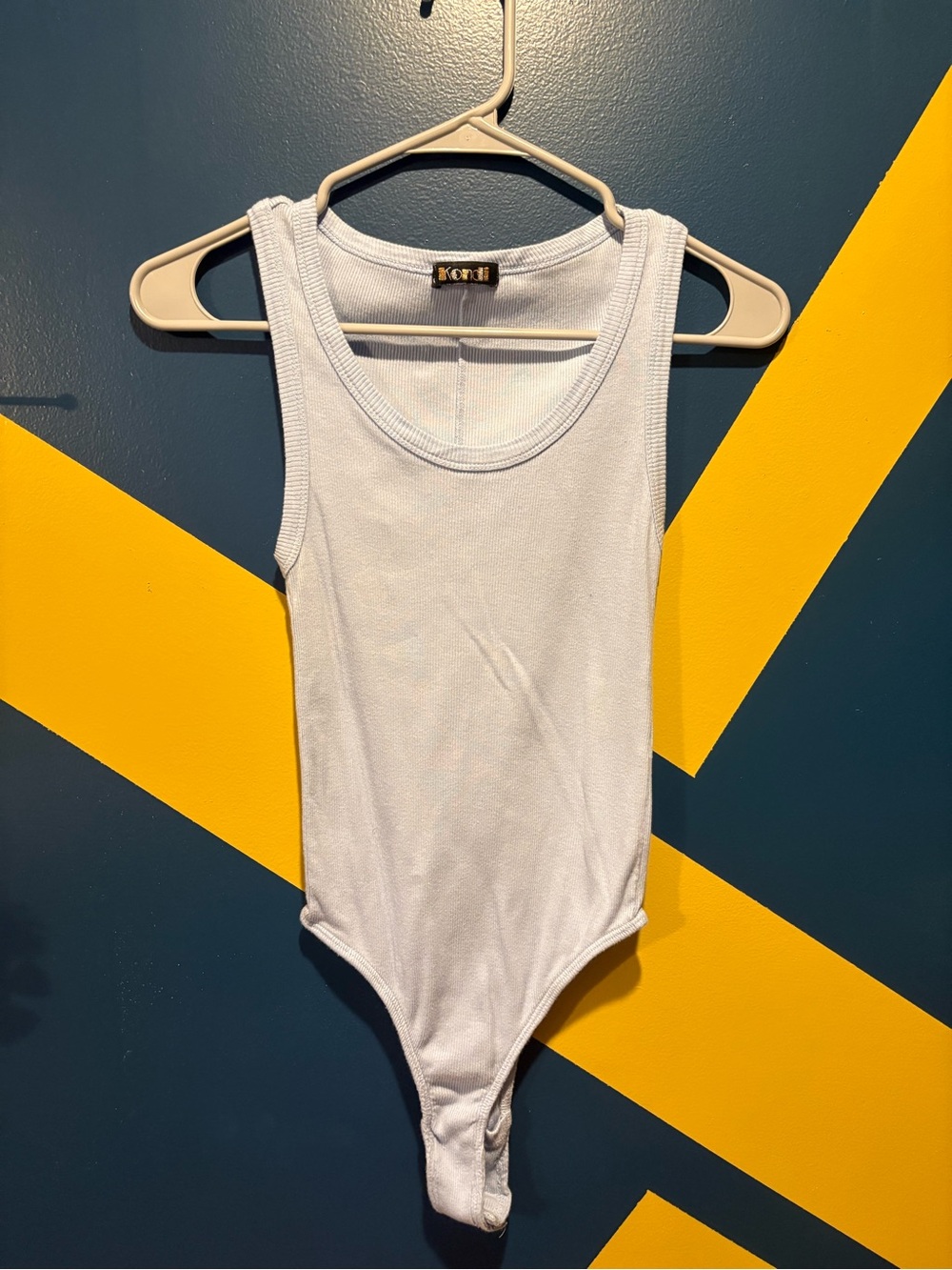 KORI Very Light BLUE Ribbed Tank Bodysuit - Classic Scoop Neck